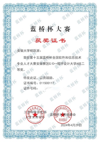 Lanqiao Cup Anhui Second Prize